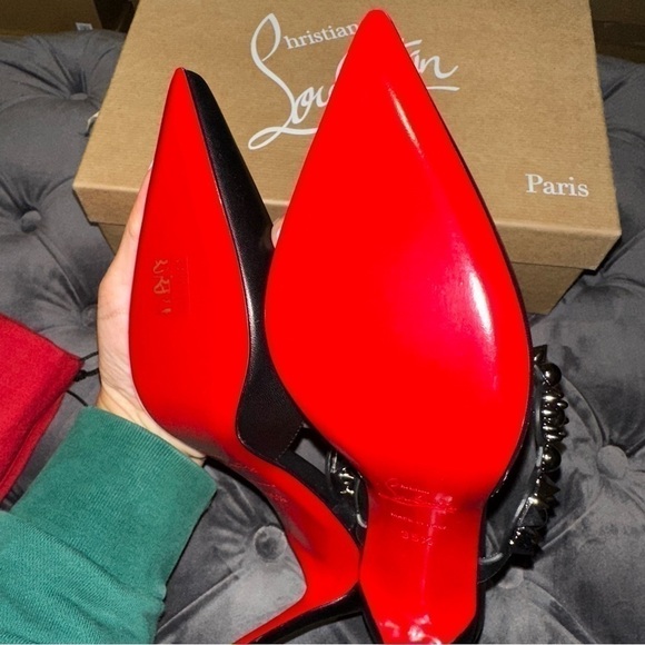 New Size 35.5 Christian Louboutin Miss Goldora 85 Black Backless Mule Heel - Picture 11 of 16